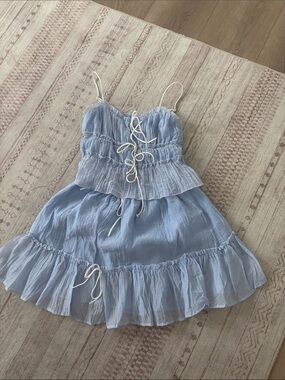 Amazon Light Blue Ruffled Spaghetti-Strap Sundress